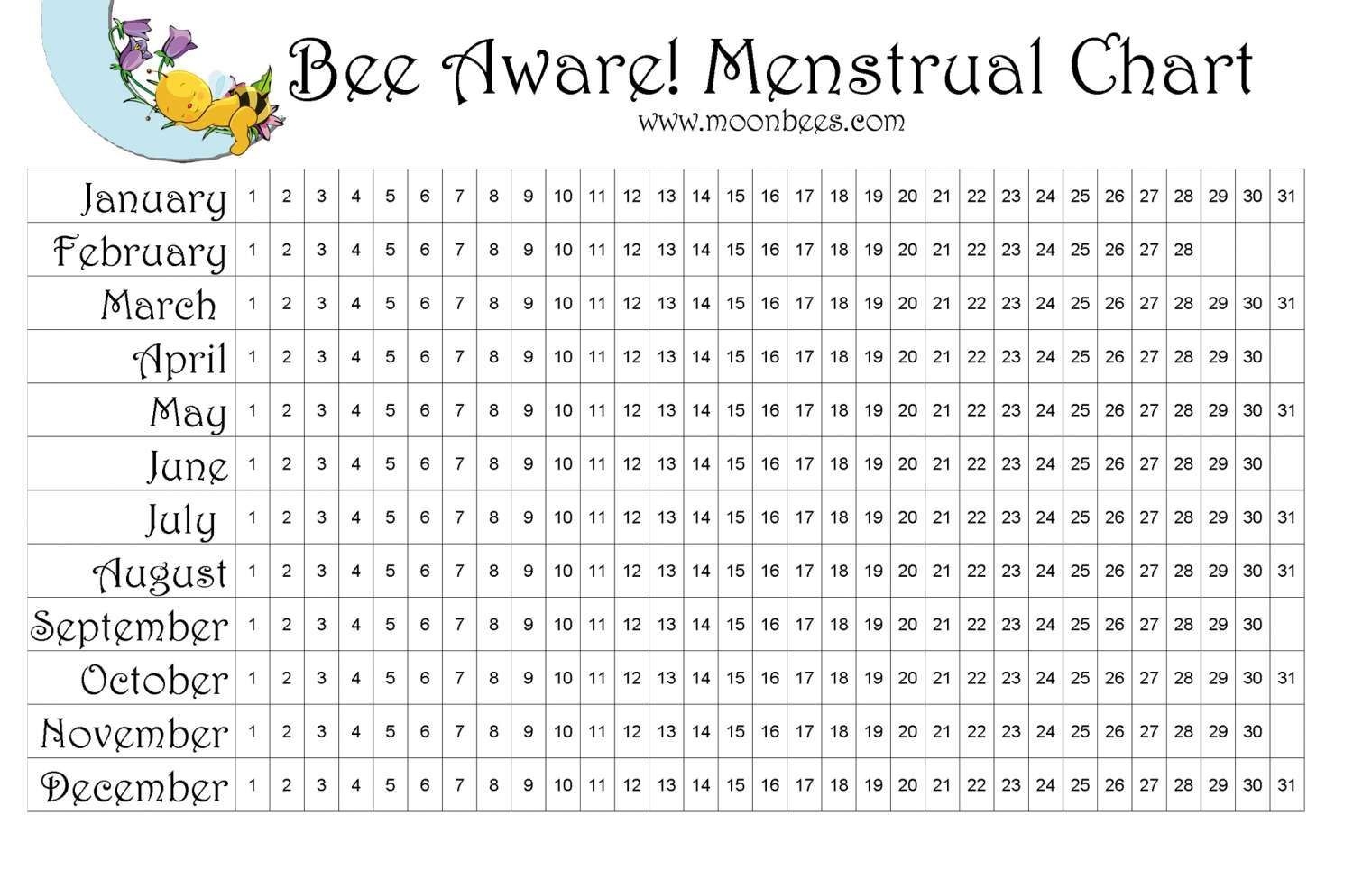 menstruation period chart printable 14