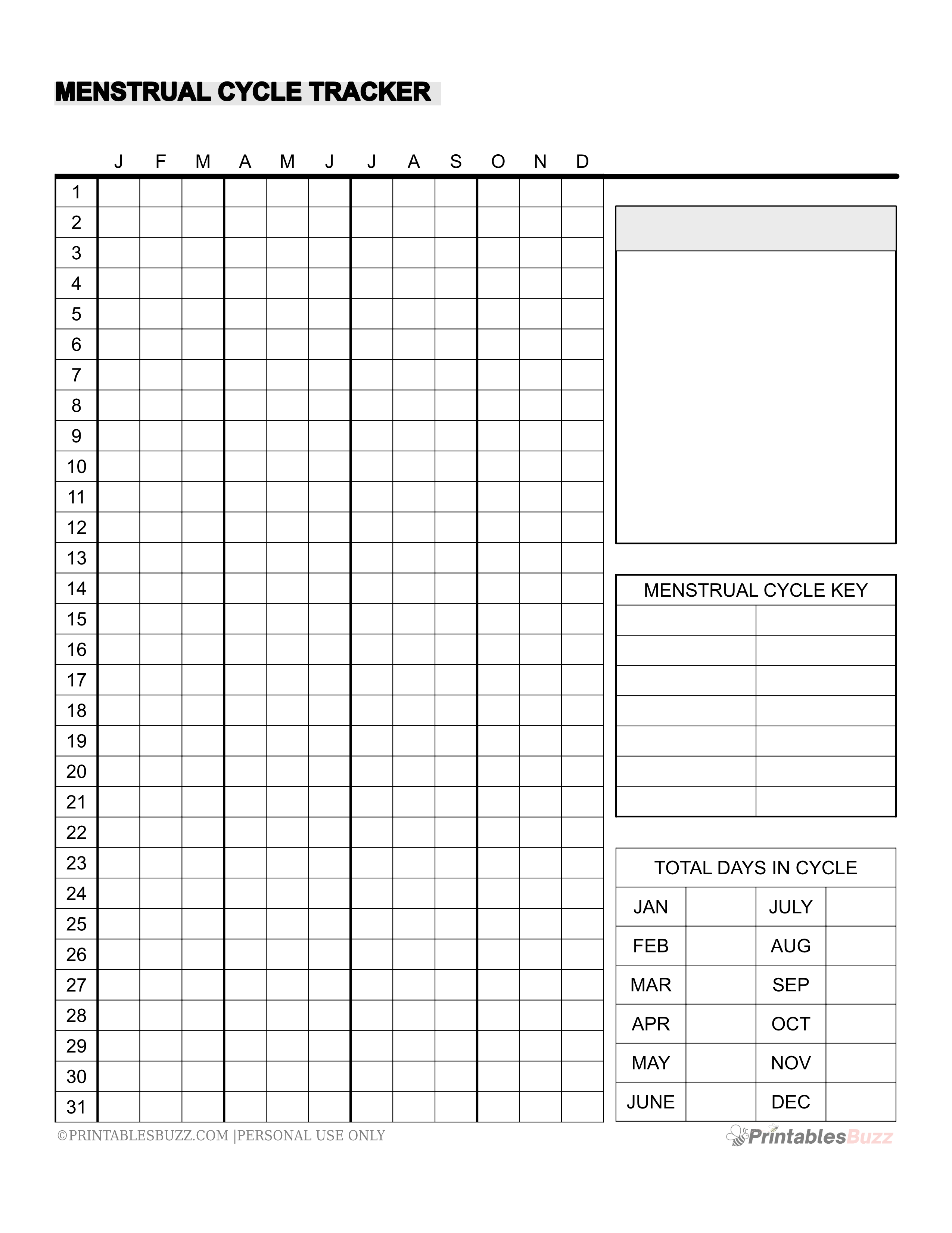 menstruation period chart printable 2