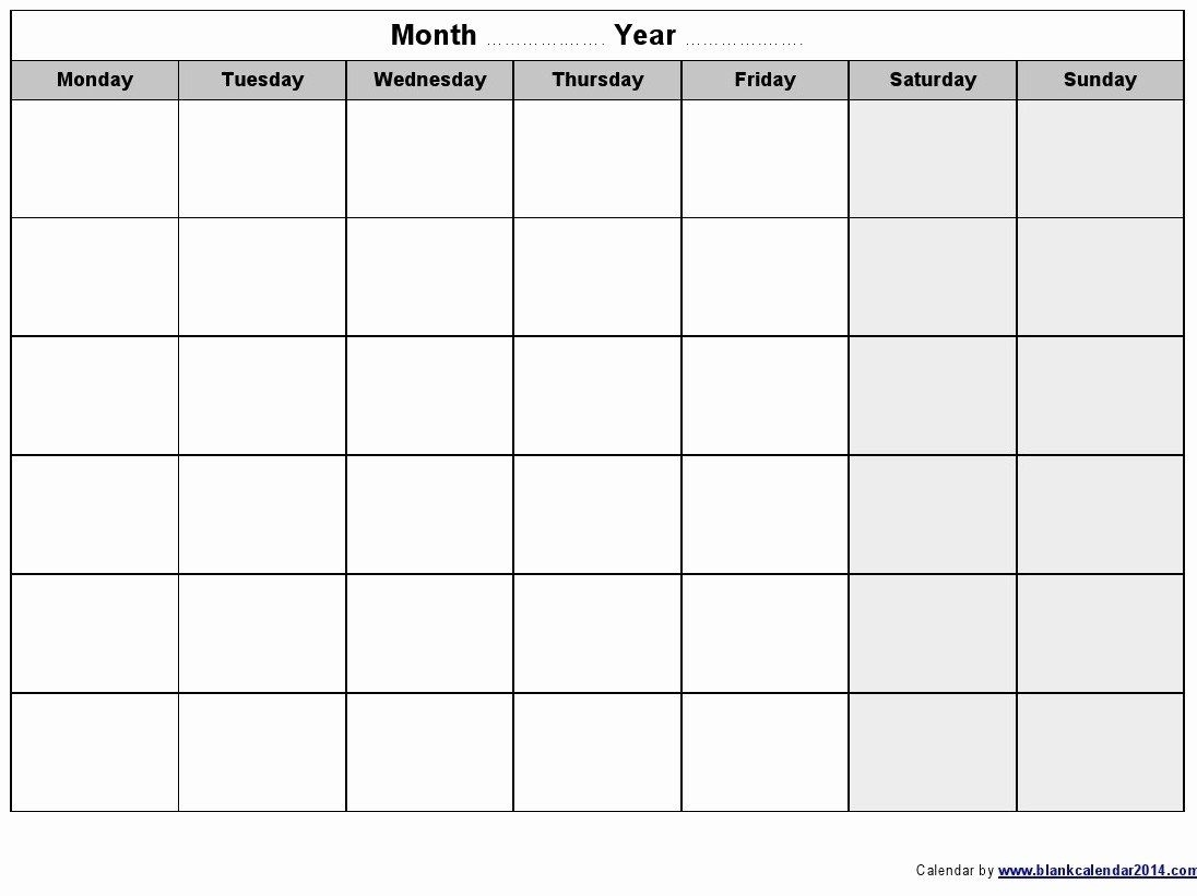 monday friday calendar template printable 21