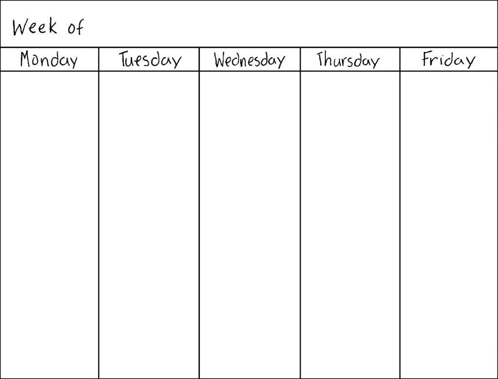 monday friday calendar template printable 61