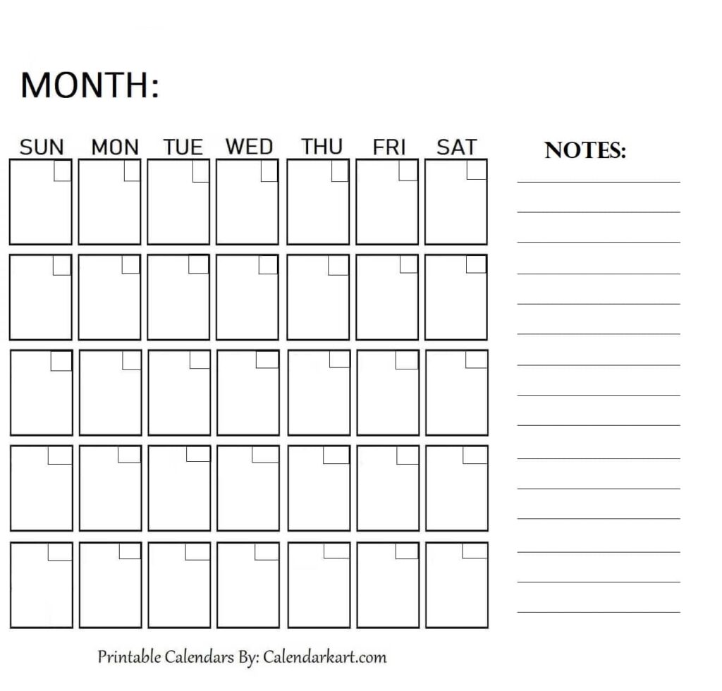 small printable blank calendar 55
