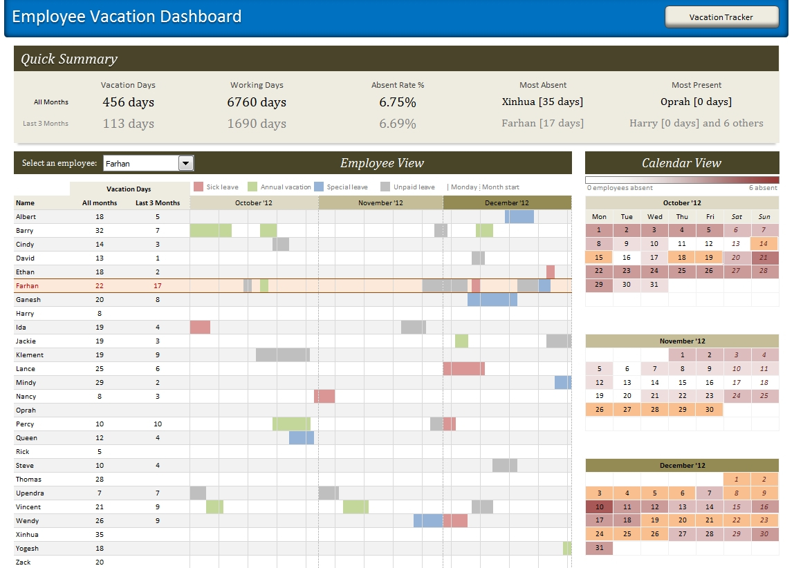 time off calendar template excel 2