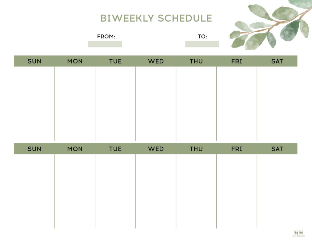 2 week schedule word template 18