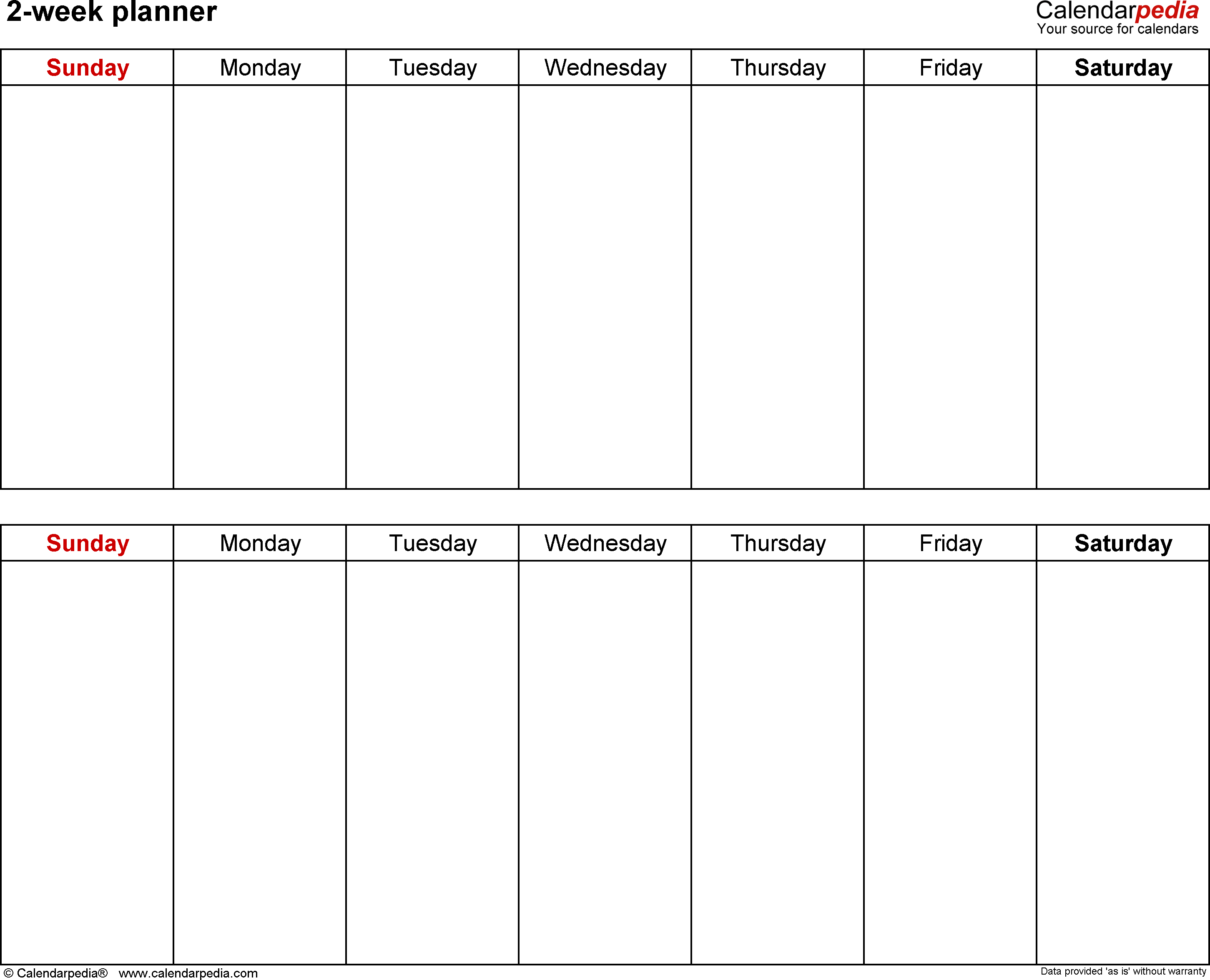 2 week schedule word template 2