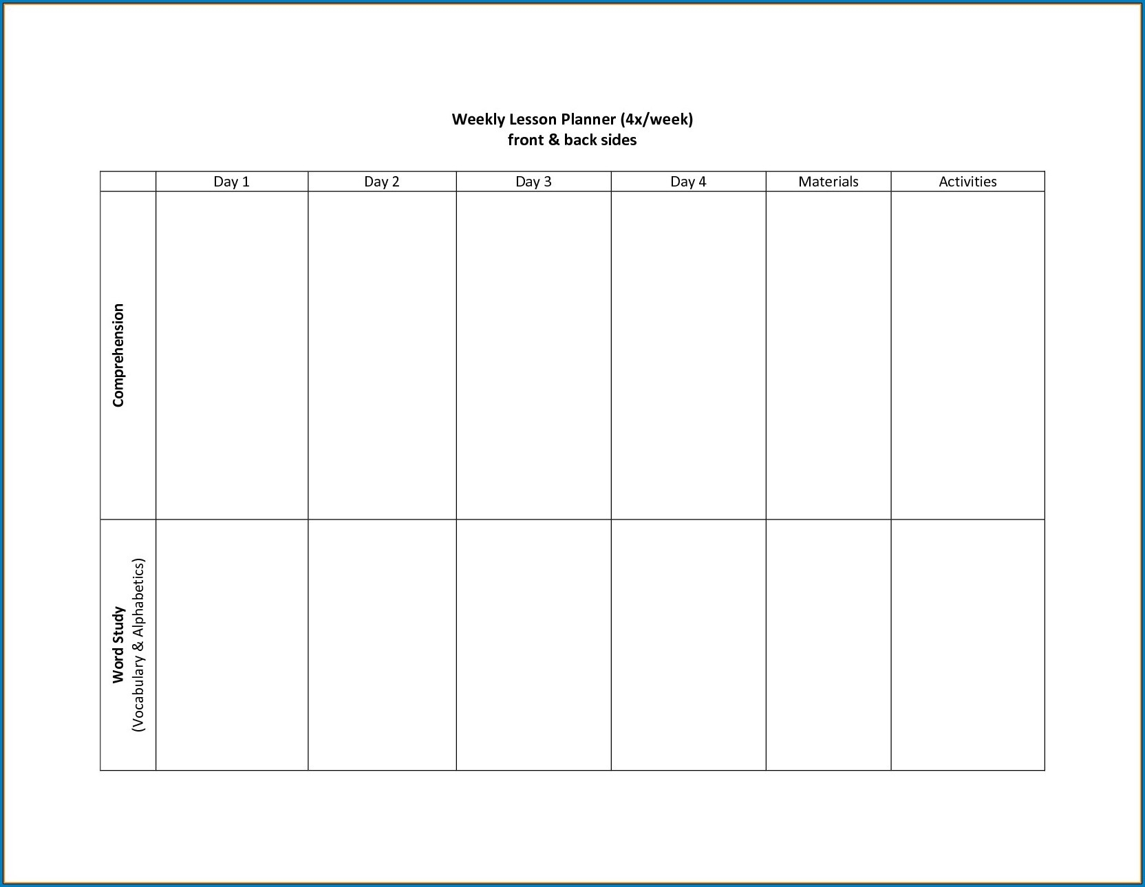2 week schedule word template 21