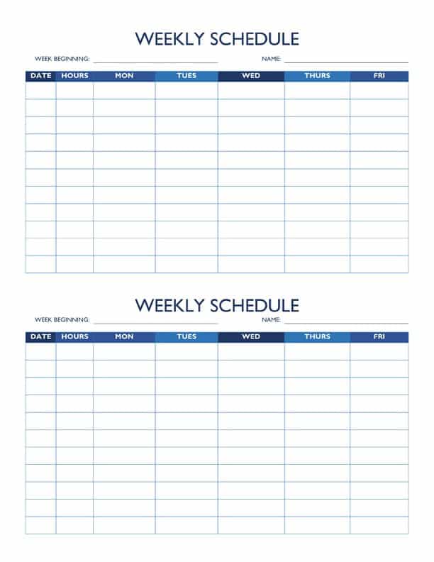 2 week schedule word template 27