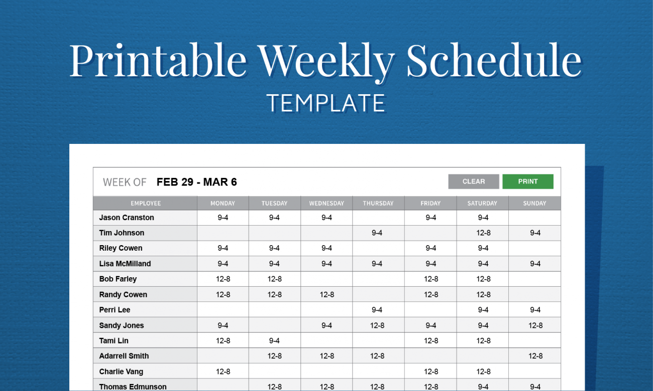 2 week schedule word template 33