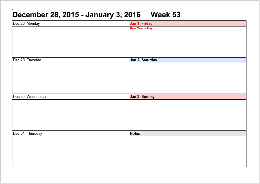 2 week schedule word template 34