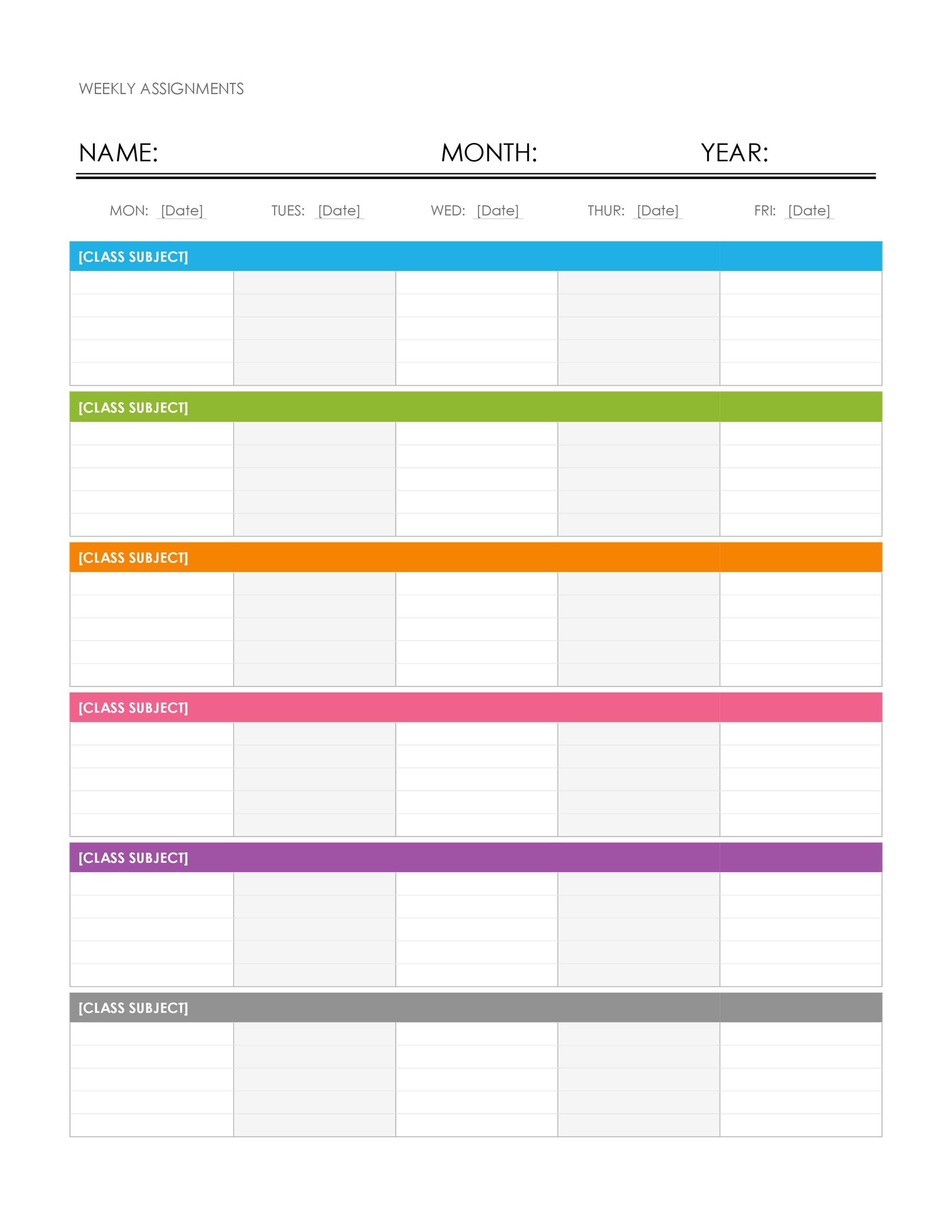 2 week schedule word template 38