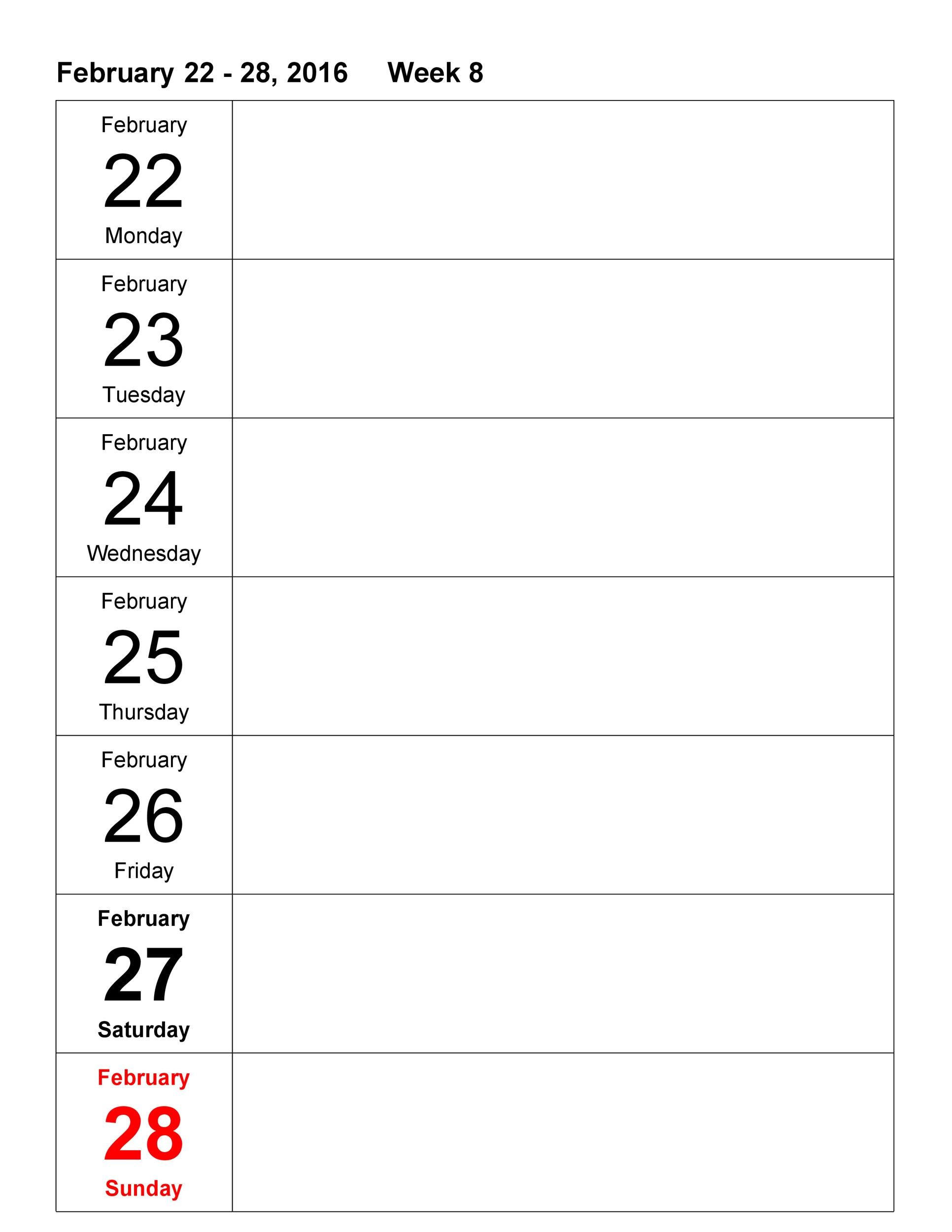 2 week schedule word template 43