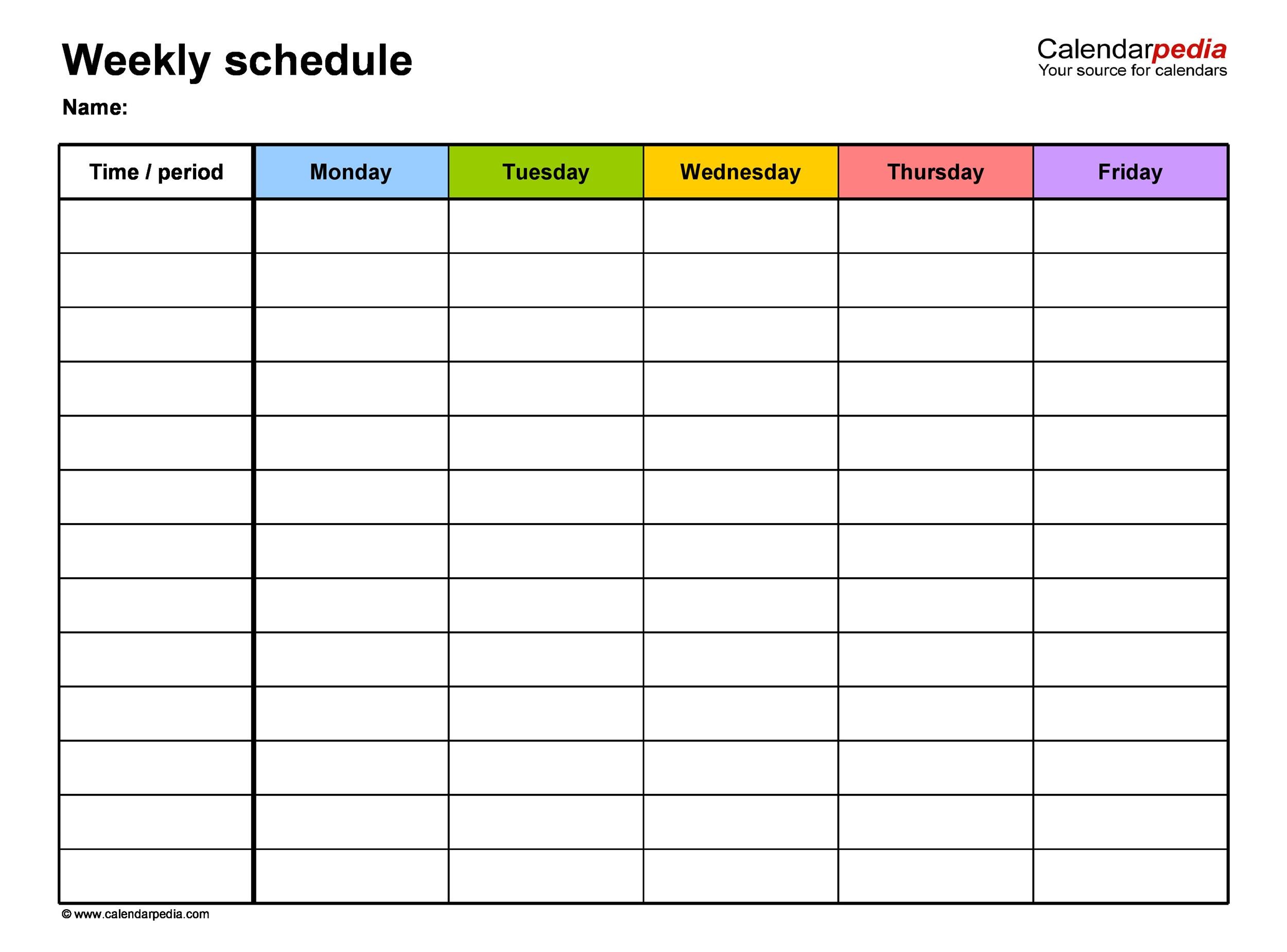 2 week schedule word template 54