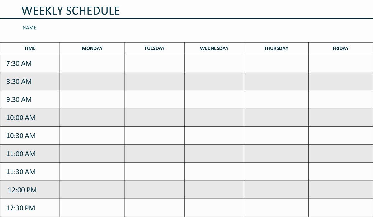 2 week schedule word template 58