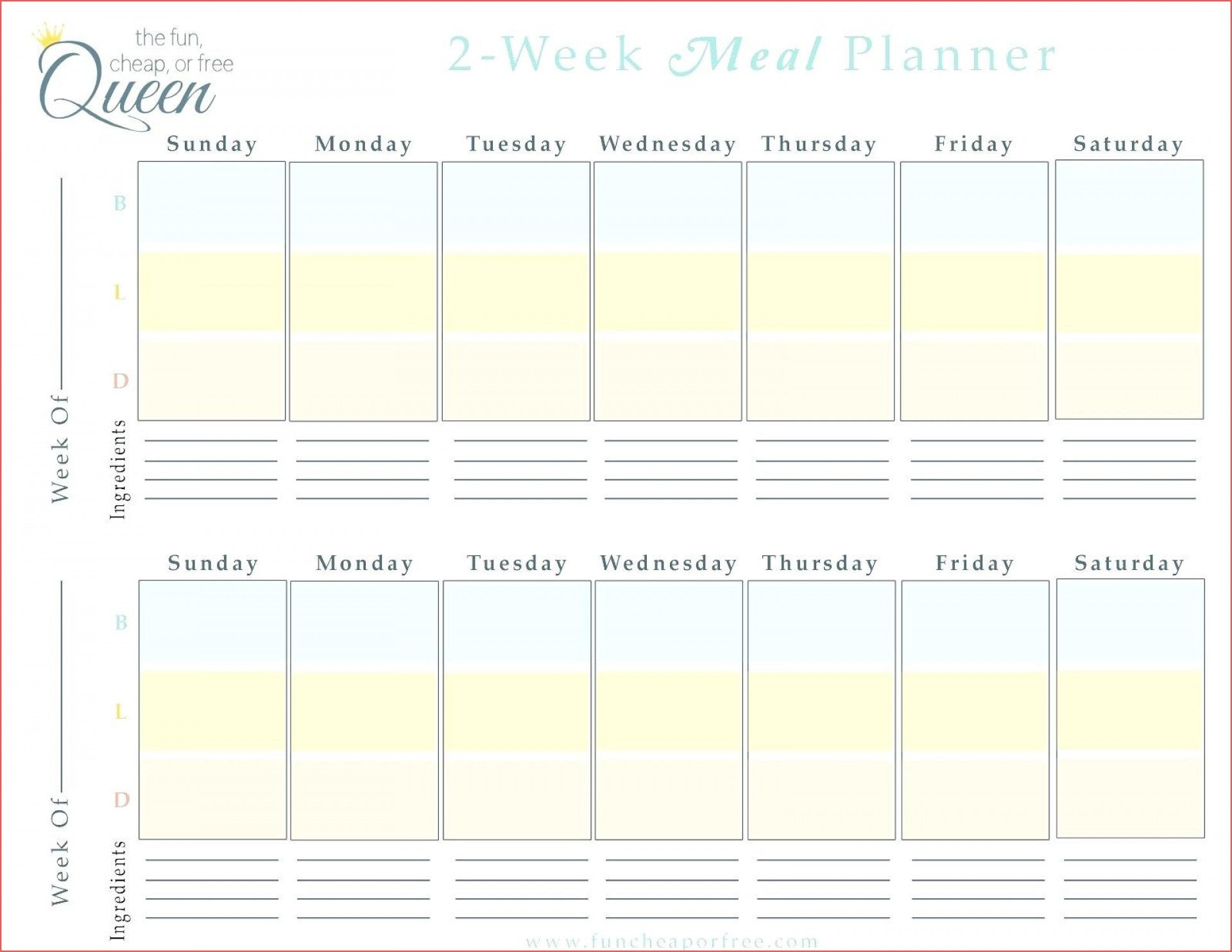 2 week schedule word template 6