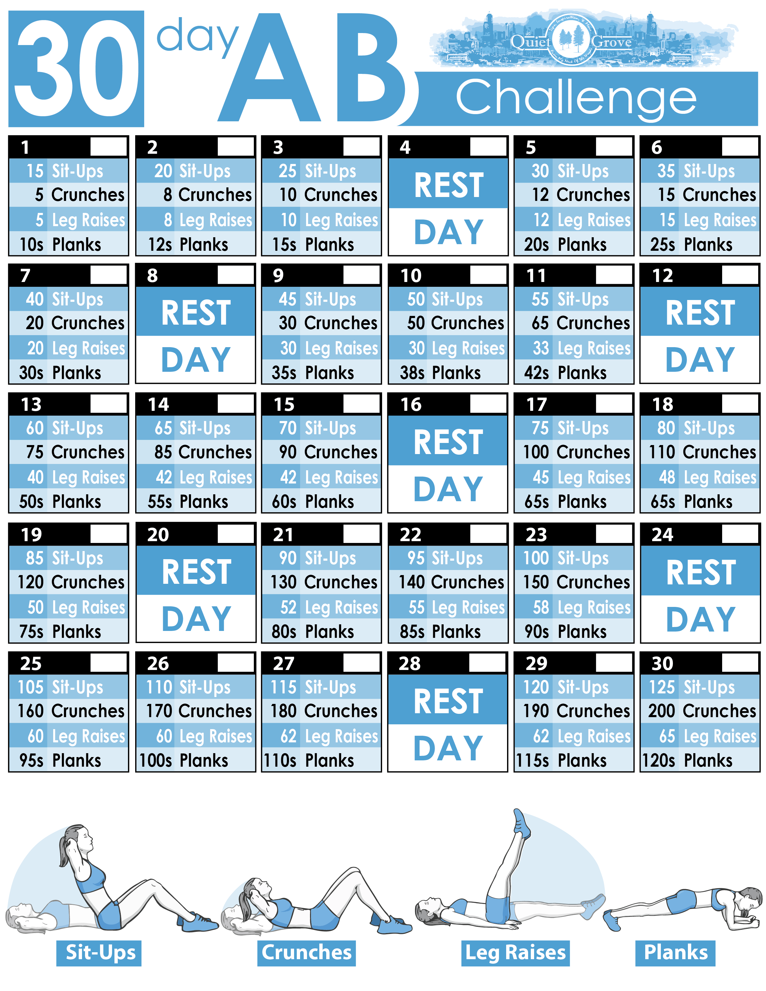 30 day plank challenge calendar printable 11