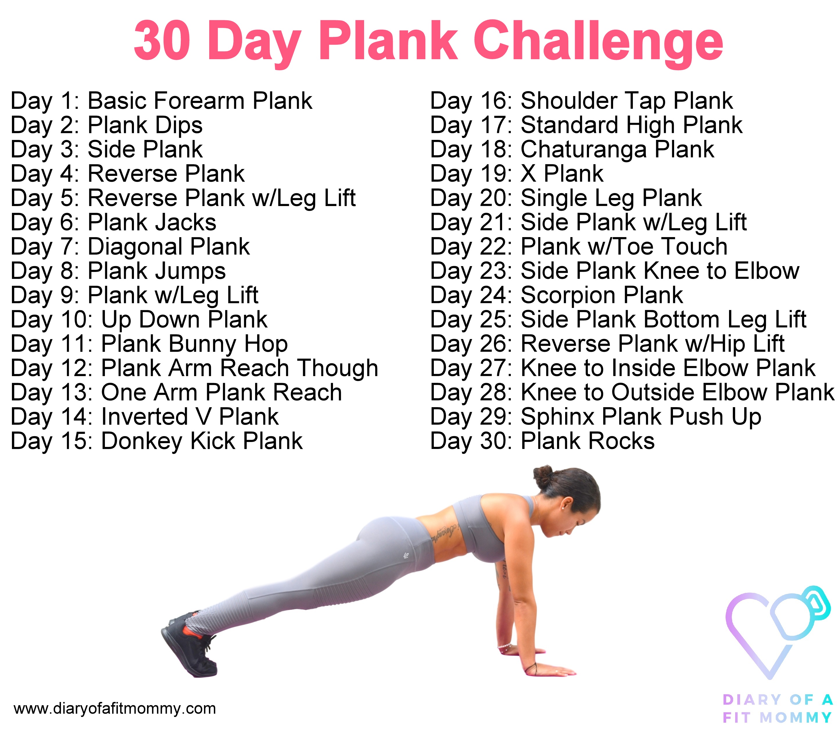 30 day plank challenge calendar printable 13