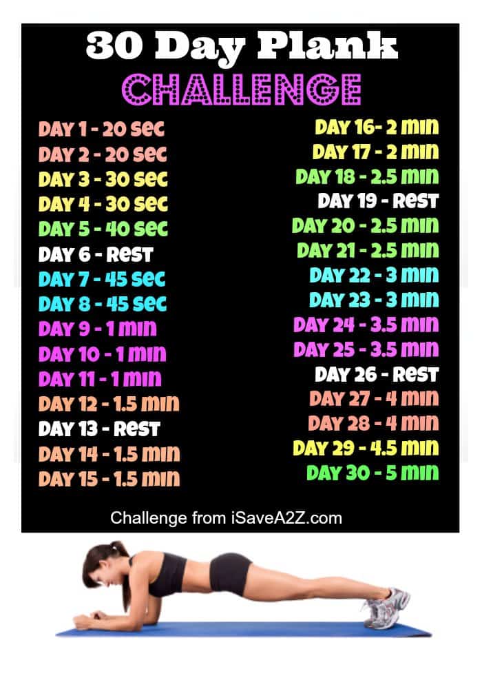 30 day plank challenge calendar printable 2