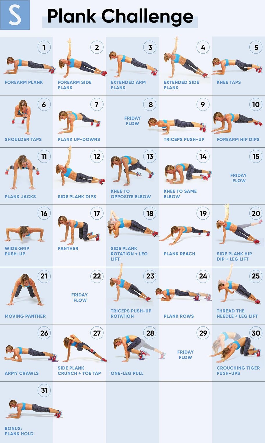 30 day plank challenge calendar printable 22
