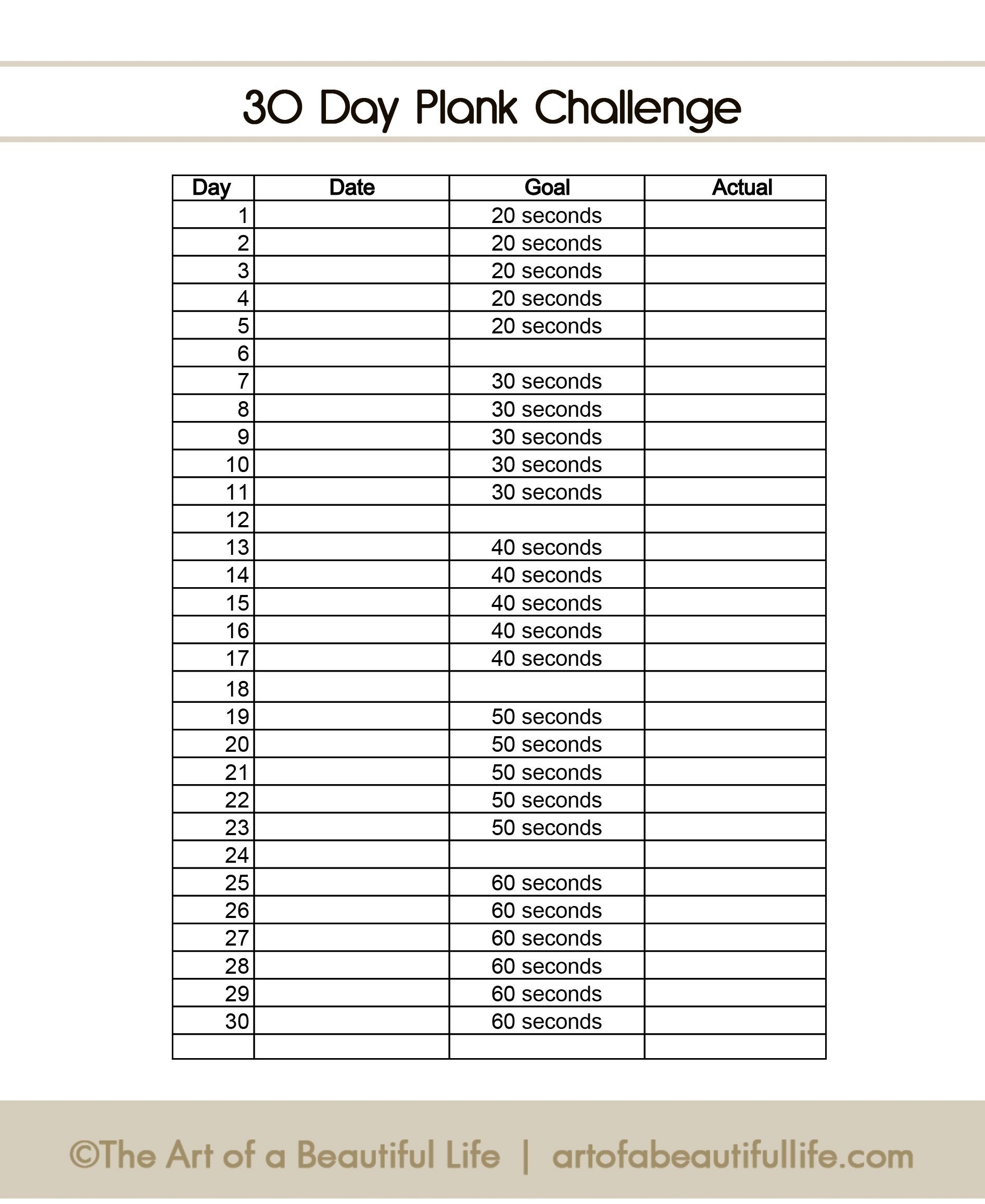 30 day plank challenge calendar printable 23