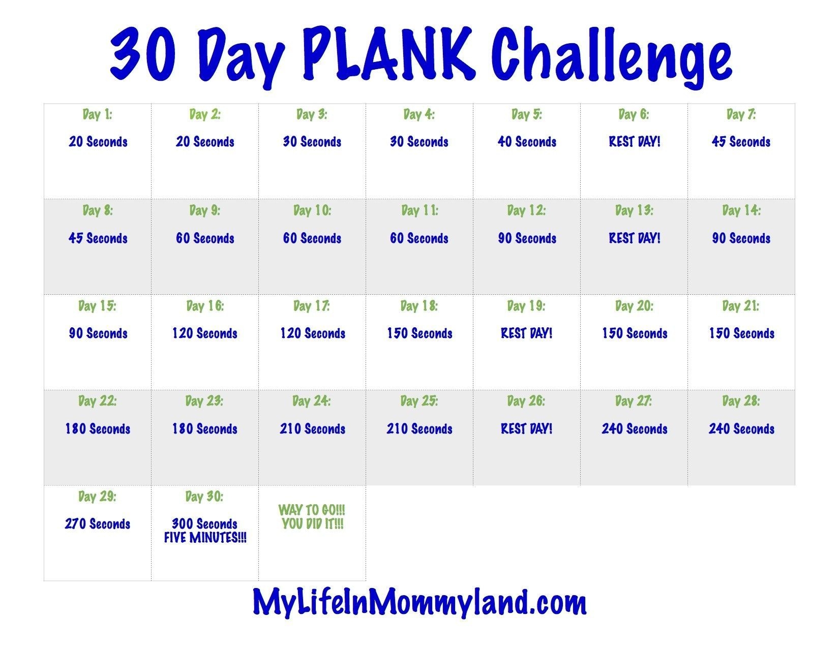 30 day plank challenge calendar printable 34