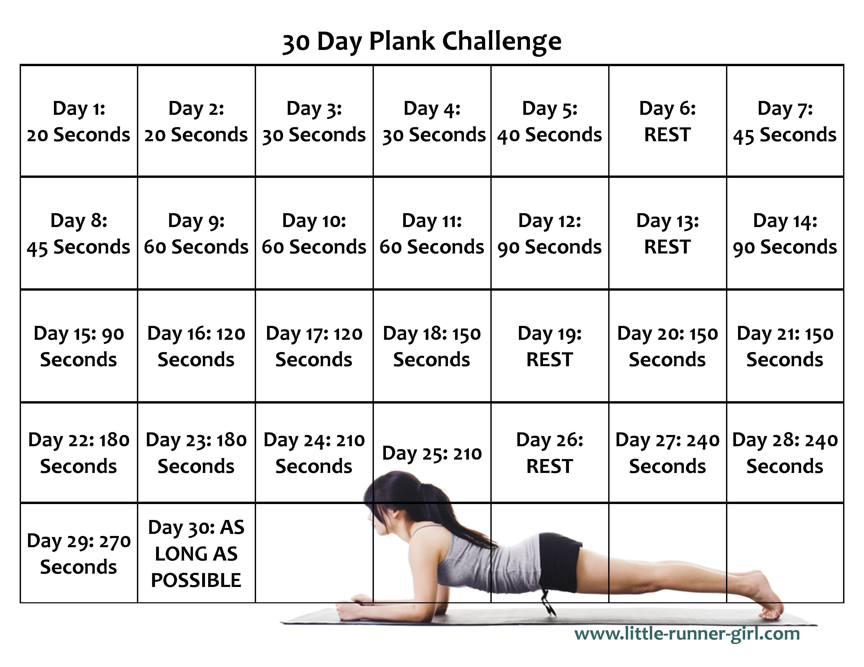 30 day plank challenge calendar printable 36