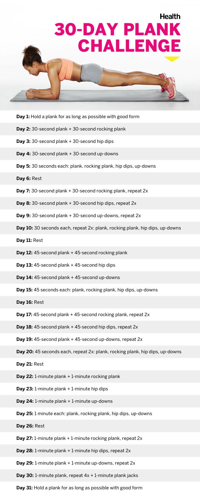 30 day plank challenge calendar printable 41