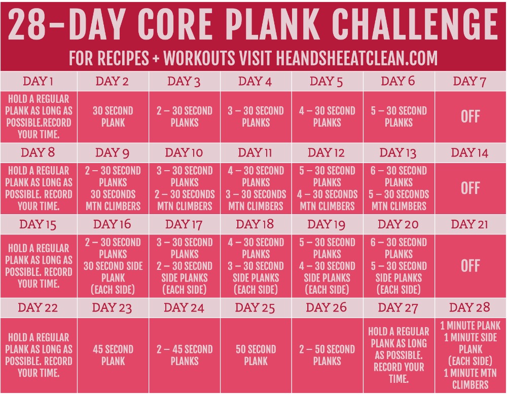 30 day plank challenge calendar printable 43