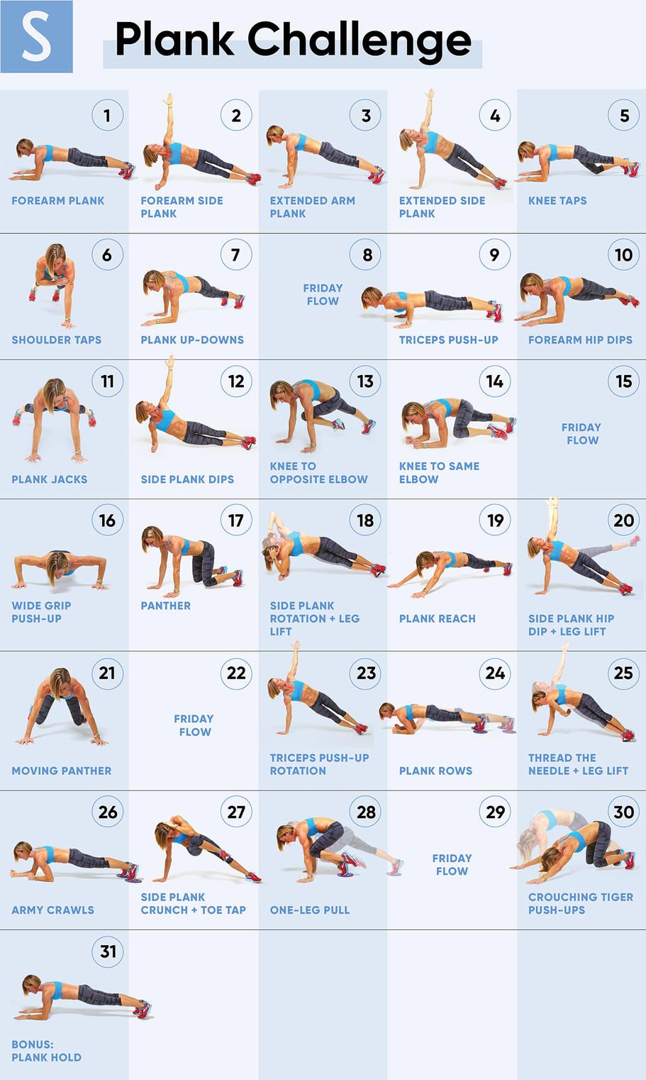 30 day plank challenge calendar printable 45