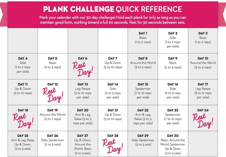 30 day plank challenge calendar printable 47
