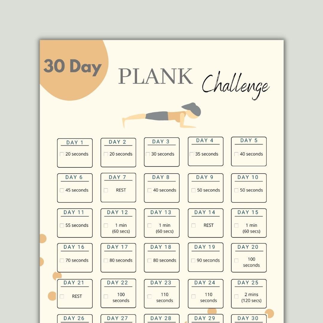 30 day plank challenge calendar printable 51