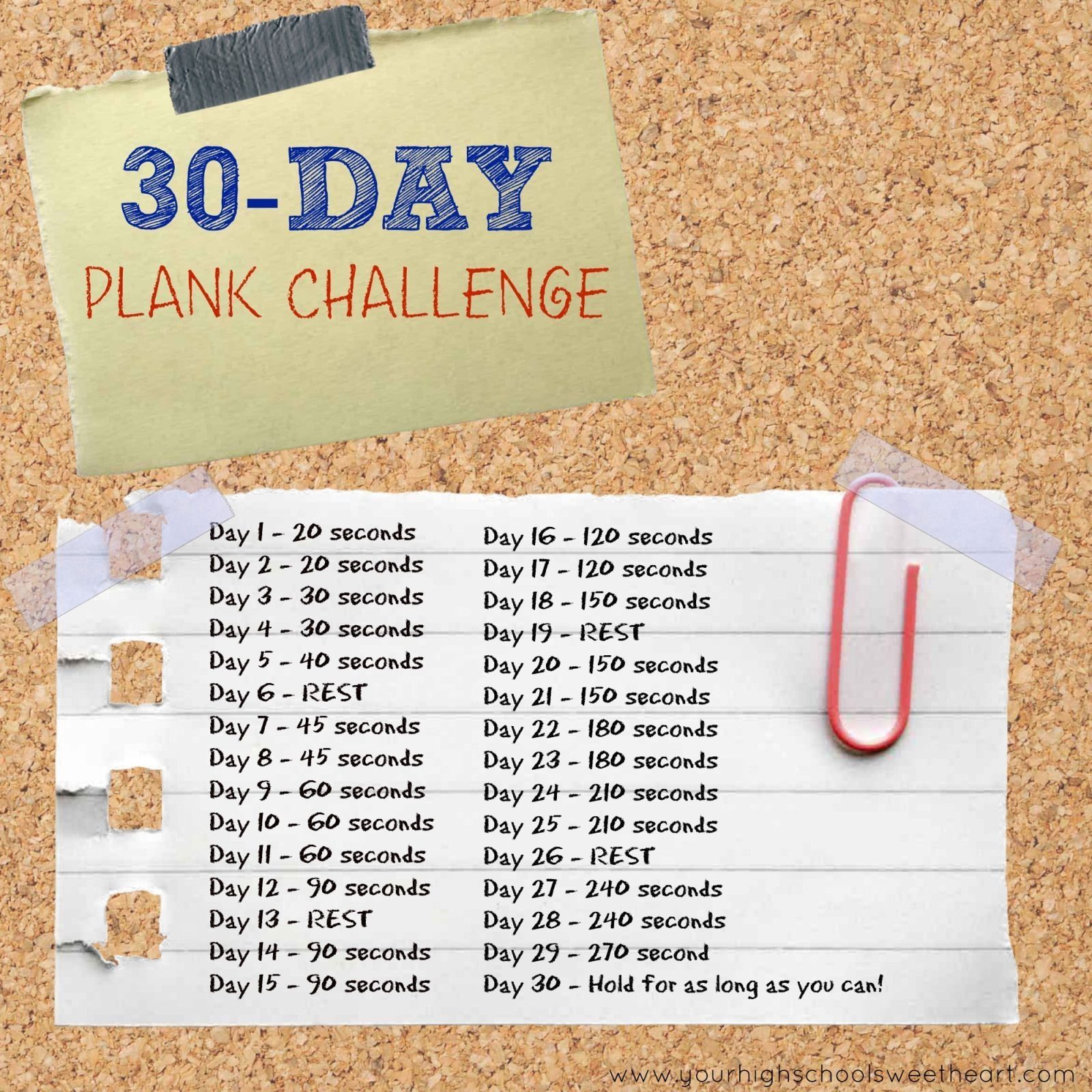 30 day plank challenge calendar printable 62