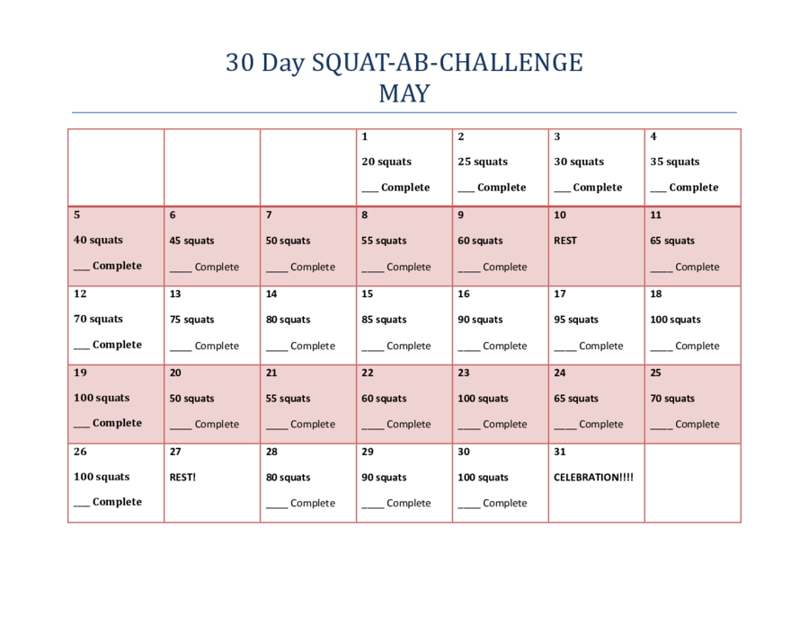 30 day workout calendar template 104