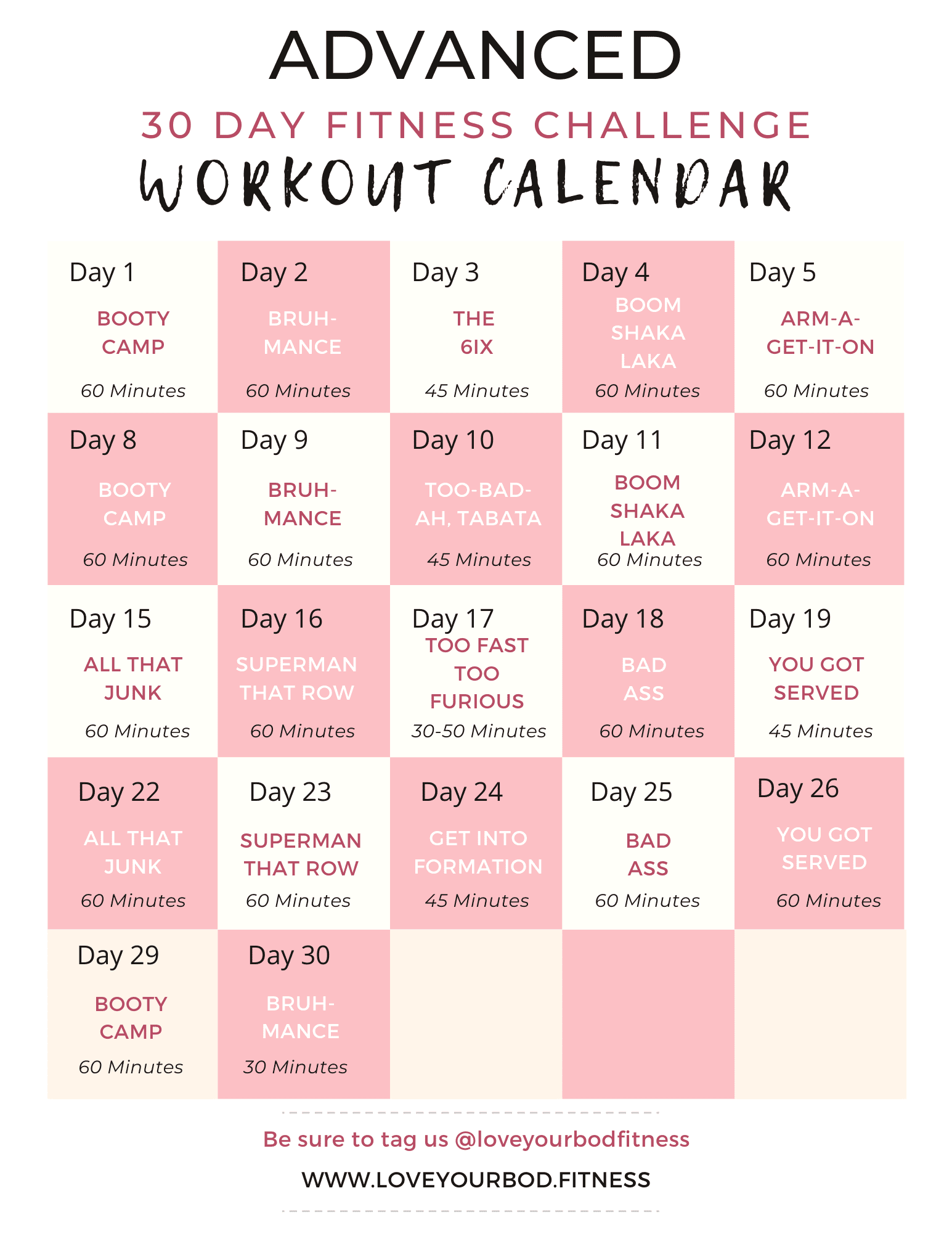 30 day workout calendar template 23