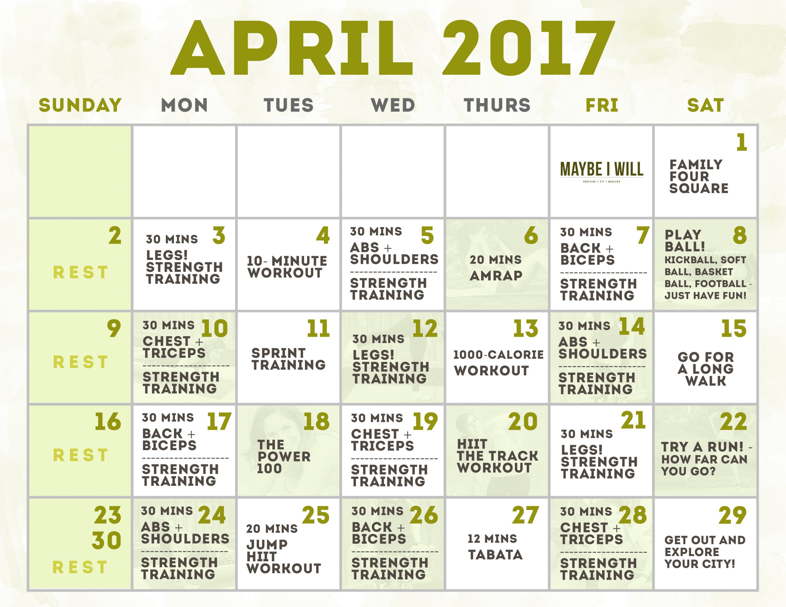 30 day workout calendar template 31