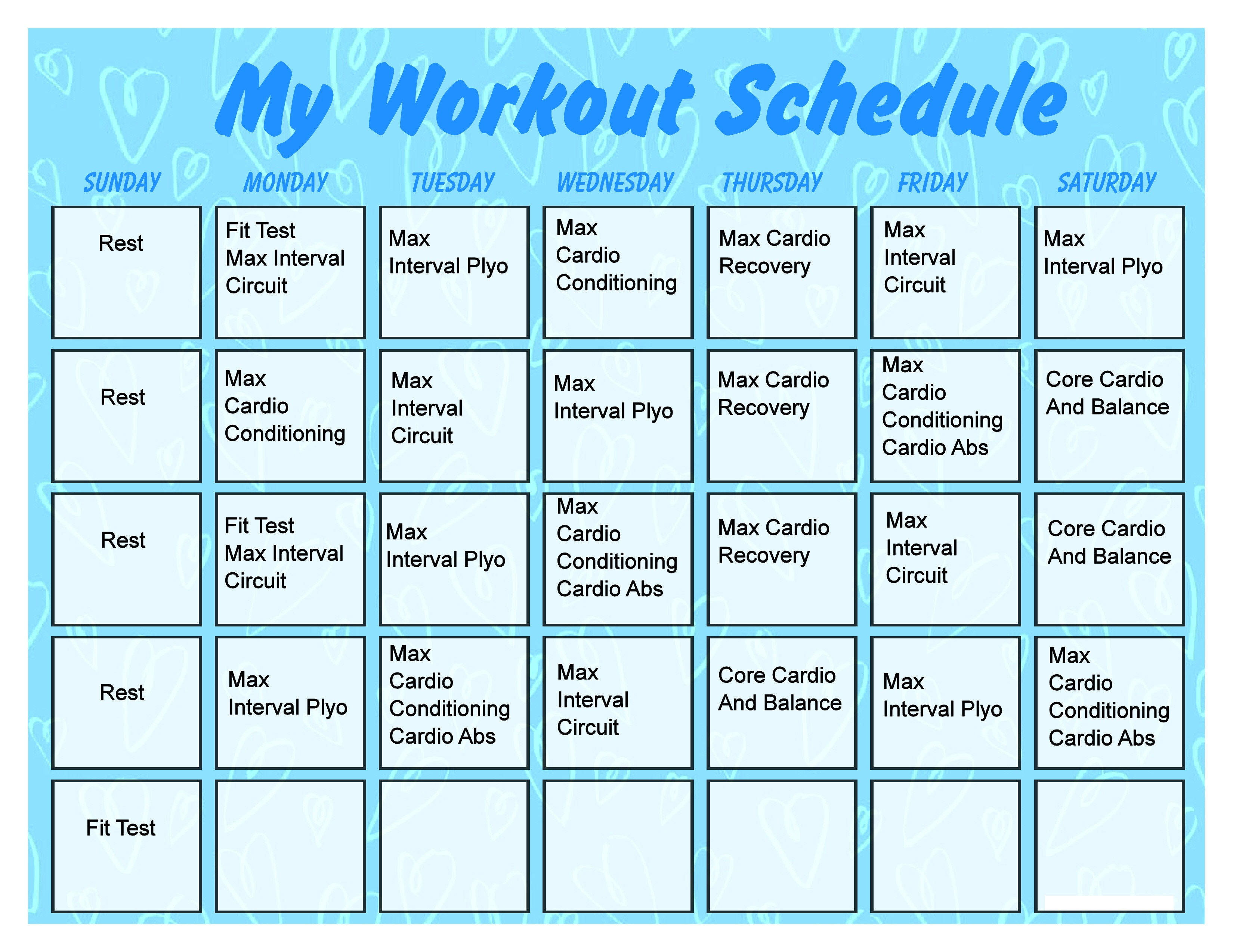 30 day workout calendar template 39