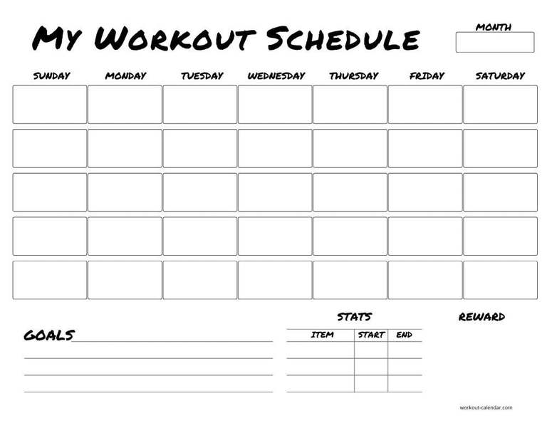 30 day workout calendar template 4