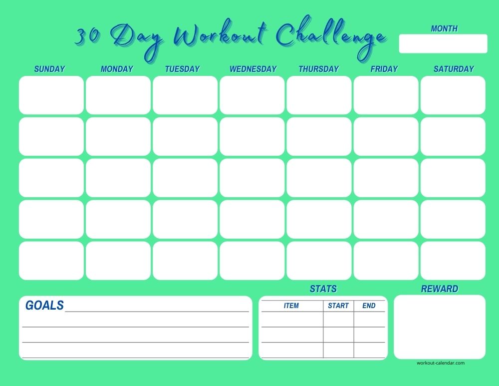 30 day workout calendar template 42
