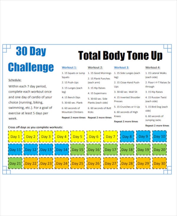 30 day workout calendar template 72