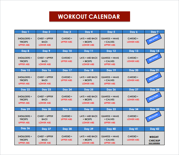 30 day workout calendar template 78
