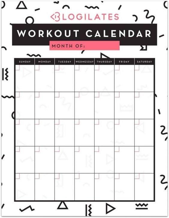 30 day workout calendar template 87