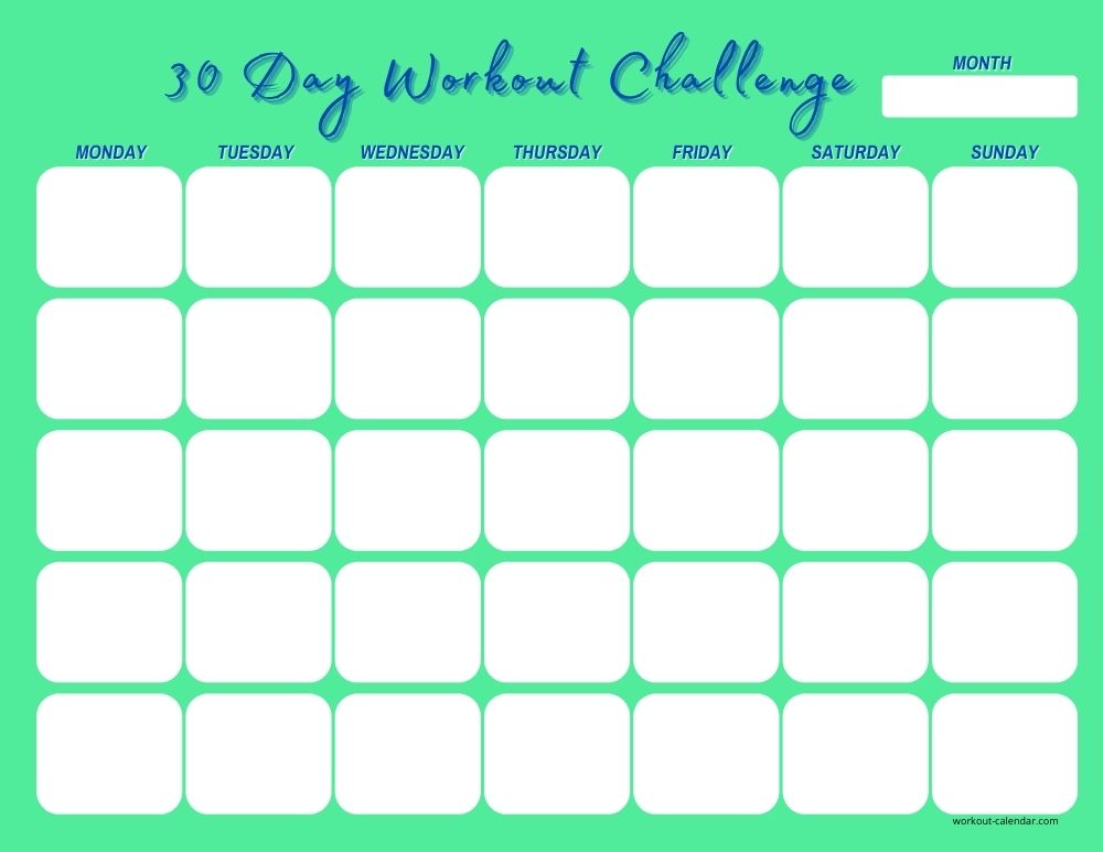 30 day workout calendar template 9