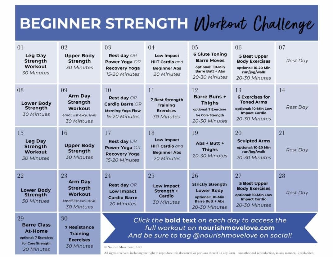 30 day workout calendar template 93