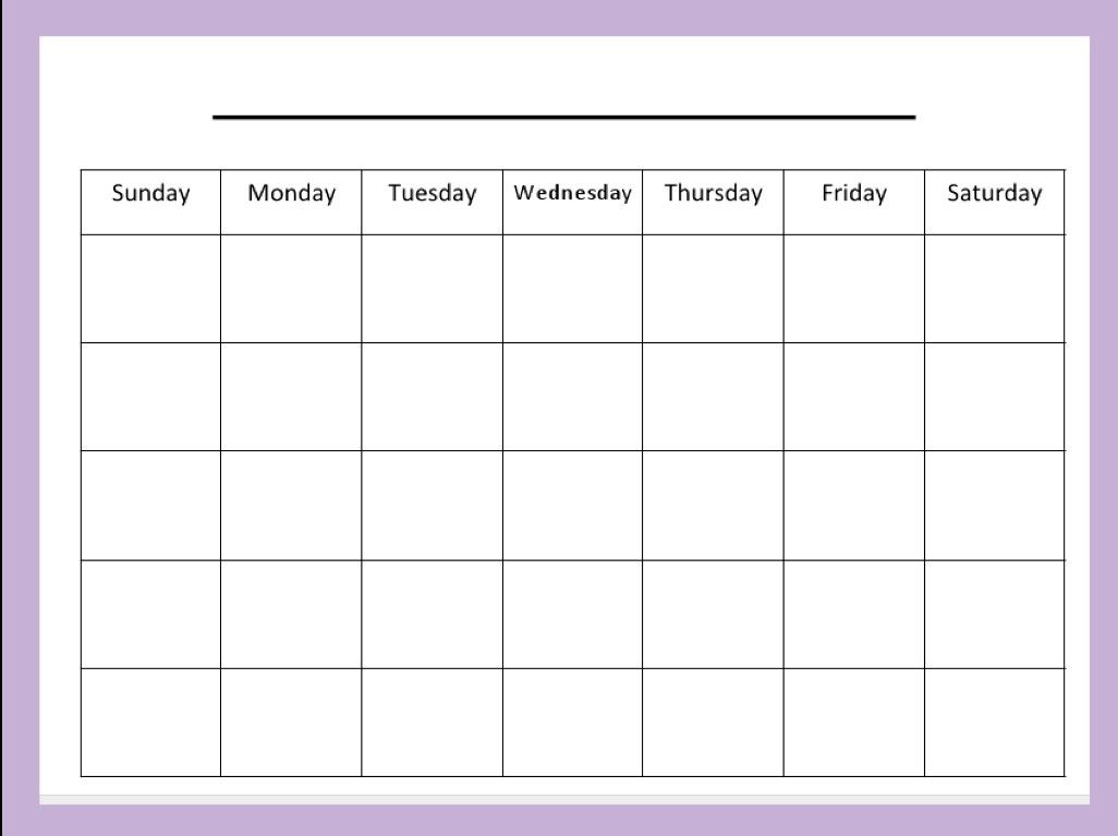 4 week calendar template with enterable date 15
