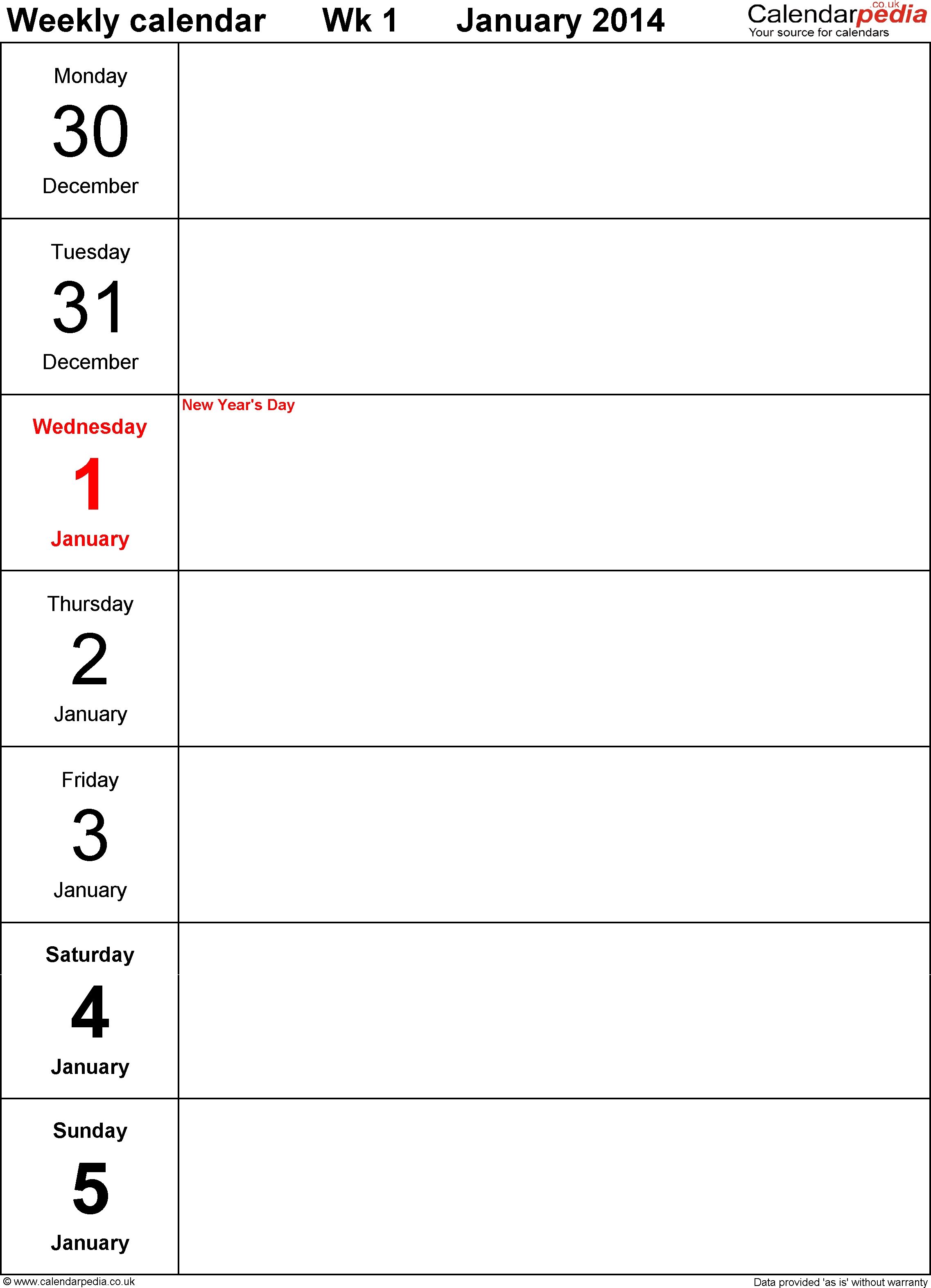 4 week calendar template with enterable date 24