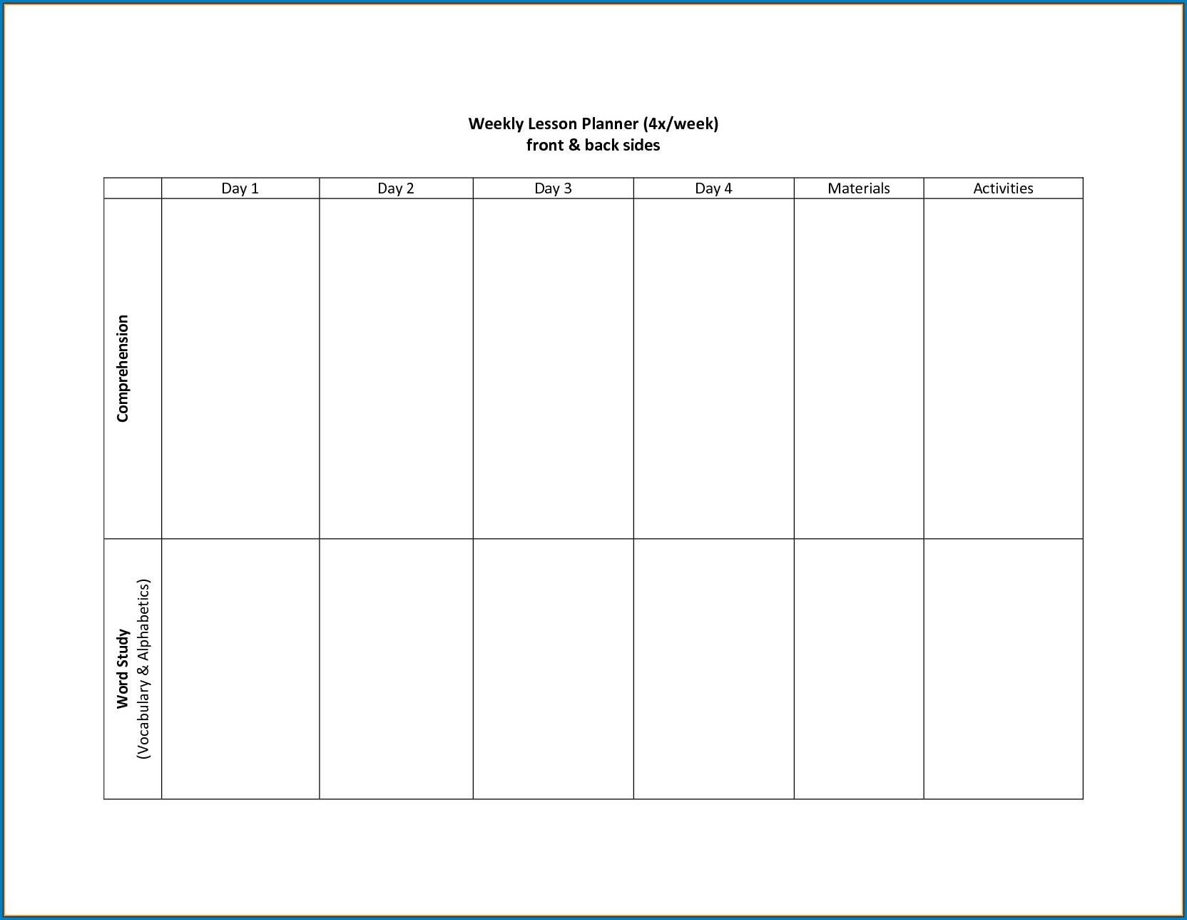 4 week calendar template with enterable date 26