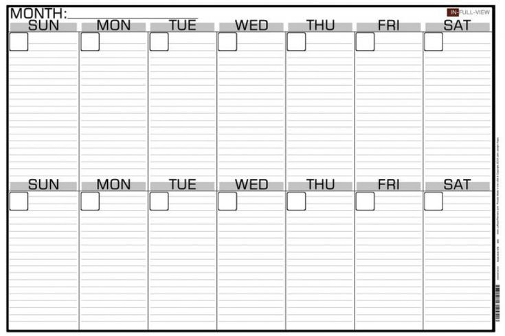 4 week calendar template with enterable date 30