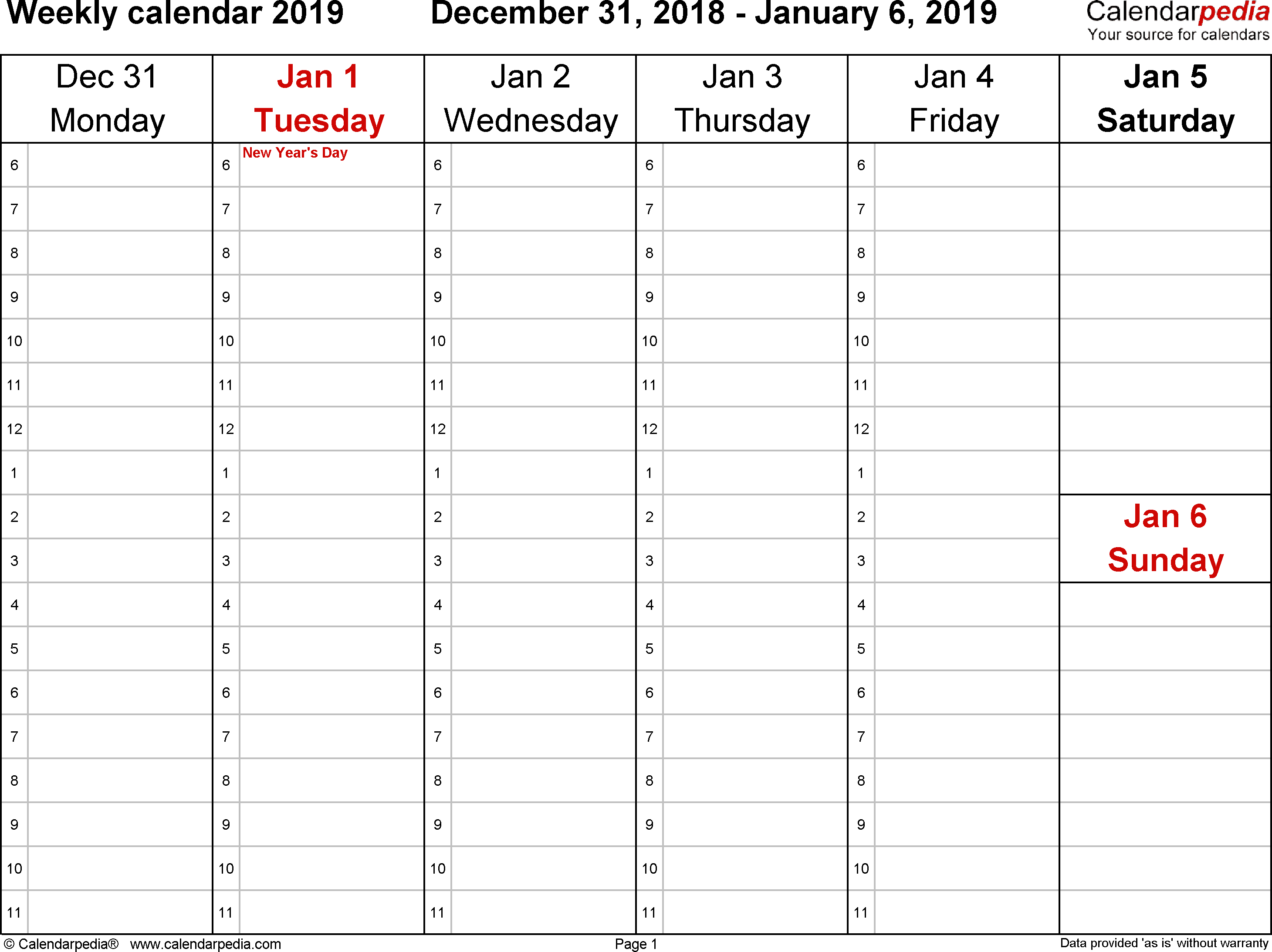4 week calendar template with enterable date 5