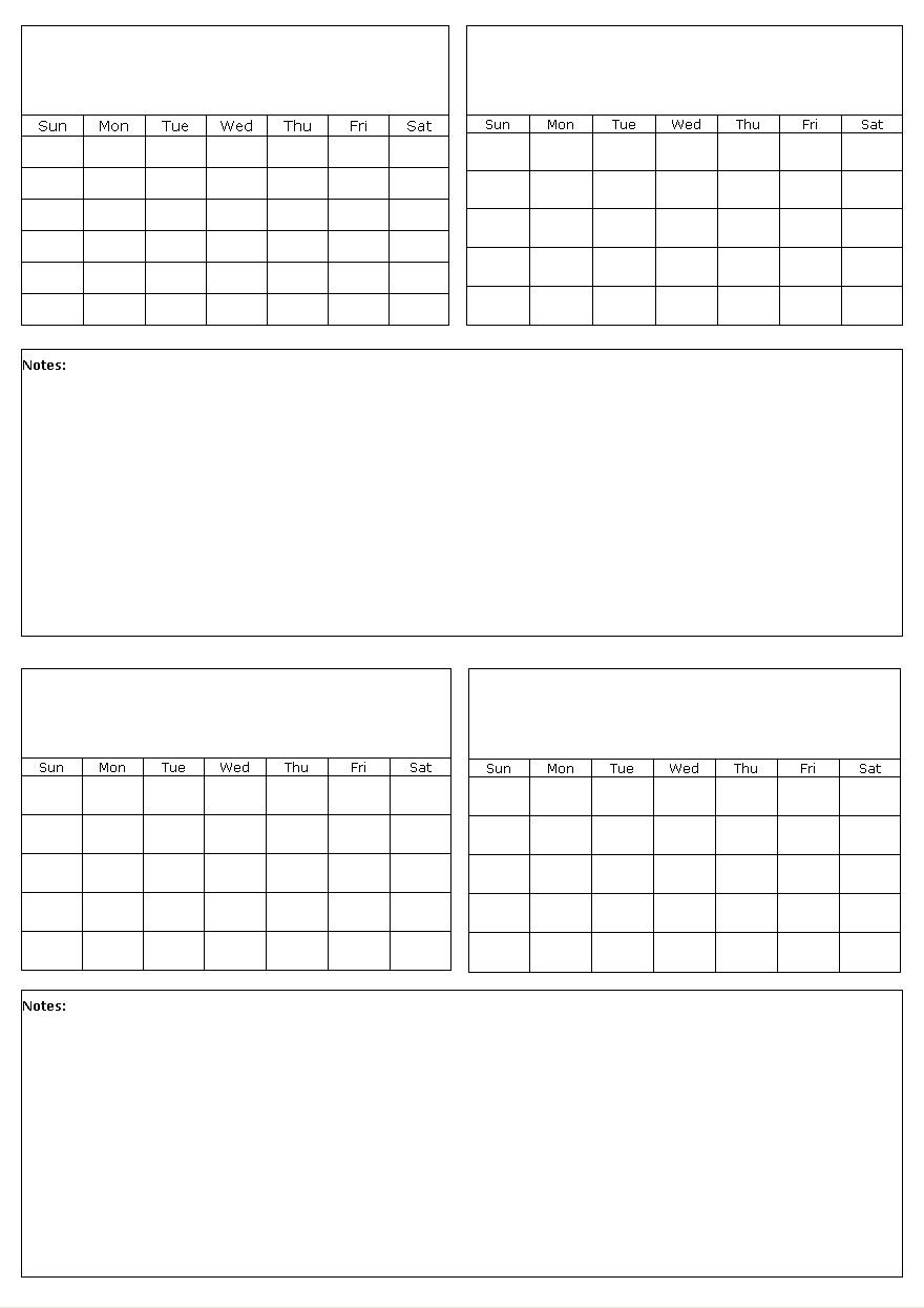 4 week calendar template with enterable date 60