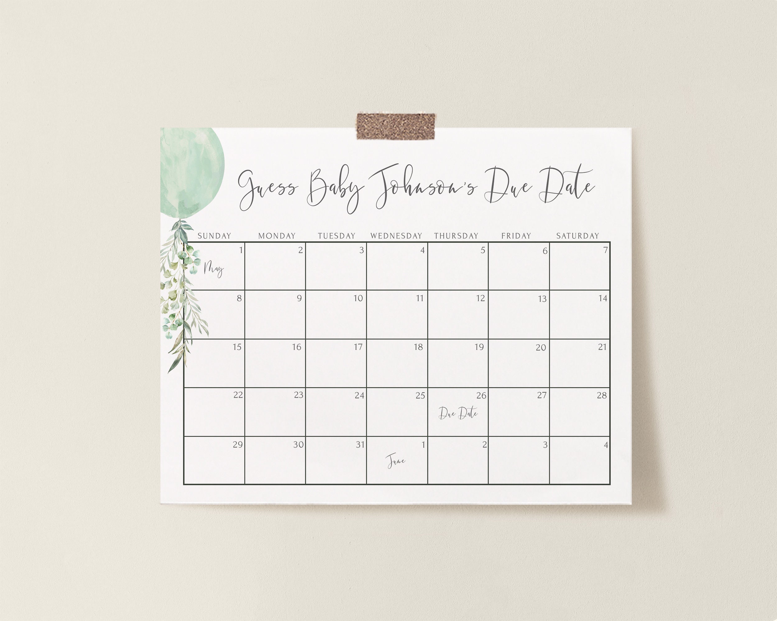 baby due date calendar template 26