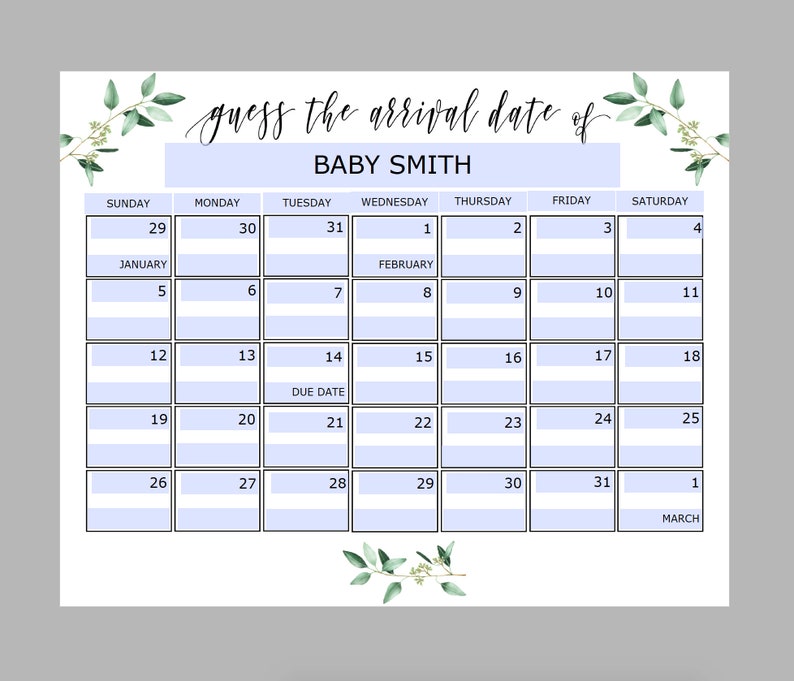baby due date calendar template 34