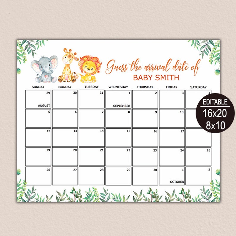 baby due date calendar template 43